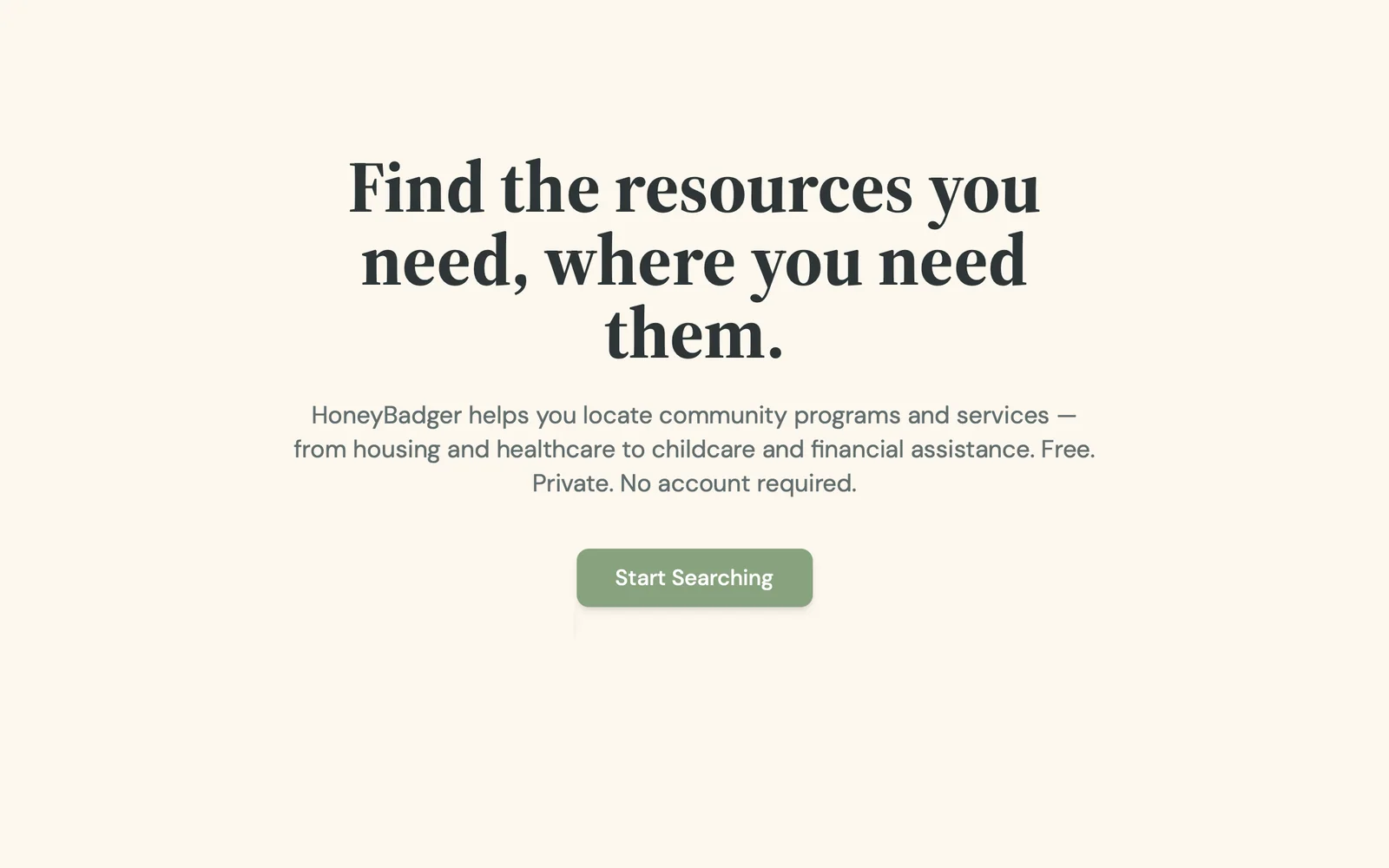 HoneyBadger demo home screen: Find the resources you need, where you need them.