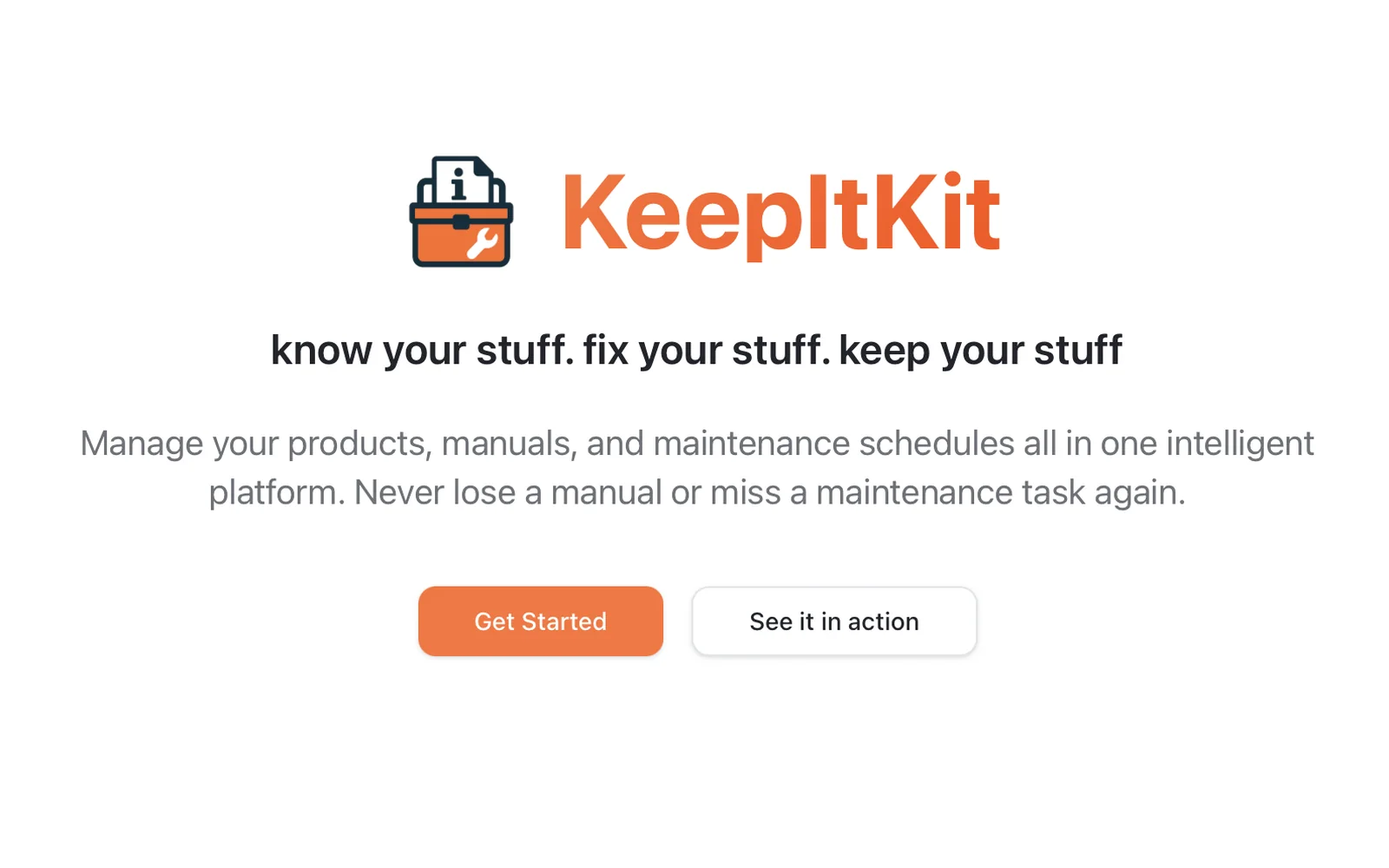 KeepItKit landing page